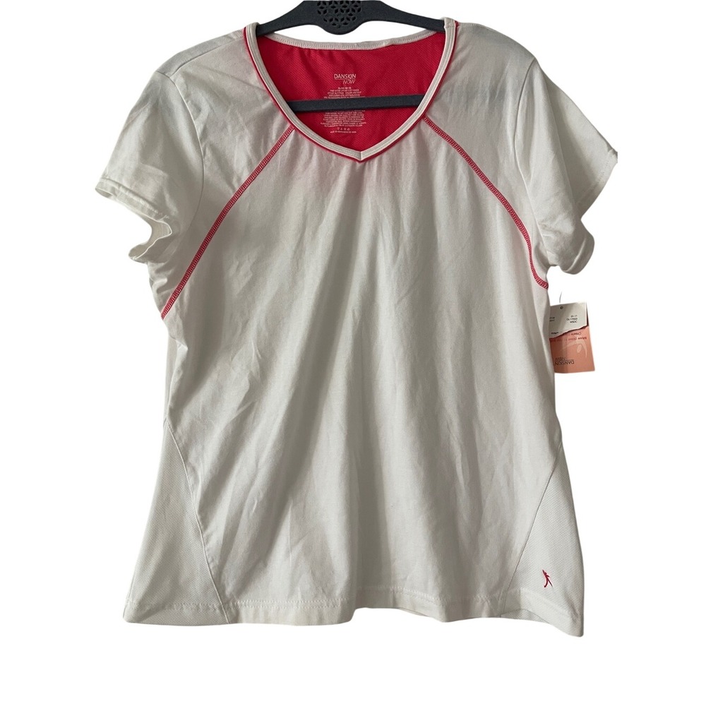 Danskin Now White V Neck Athletic Top XL NWT
